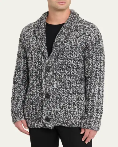 Iris Von Arnim Men's Basilius Cashmere-Silk Oversized Fit Cardigan | Thumbnail 4