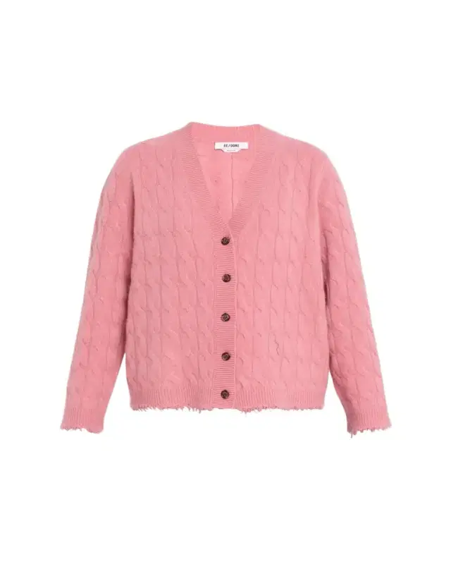 RE/DONE Cashmere Cable-Knit Cardigan