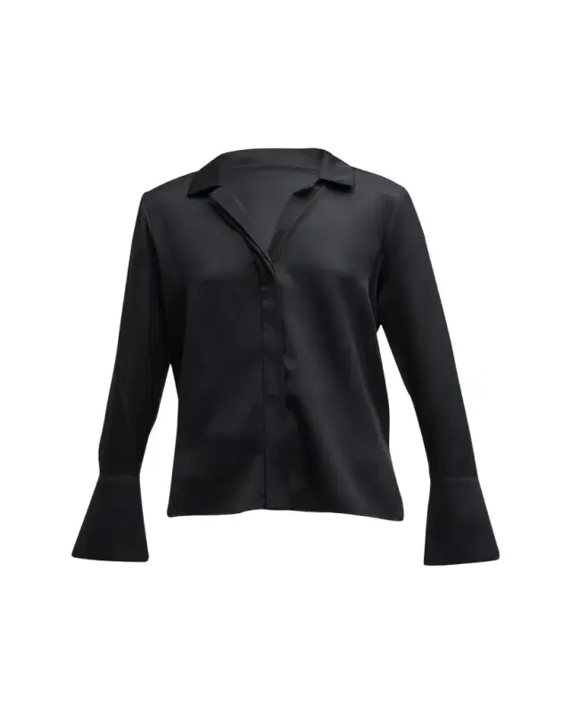 Liv Split-Cuff Stretch Silk Blouse