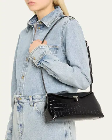 TOTEME T-Lock Croc-Embossed Leather Clutch Bag | Thumbnail 2