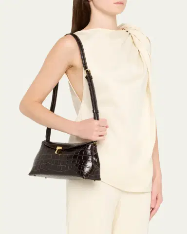 TOTEME T-Lock Croc-Embossed Leather Clutch Bag | Thumbnail 6