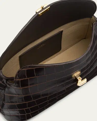 TOTEME T-Lock Croc-Embossed Leather Clutch Bag | Thumbnail 8