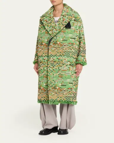 Loewe Oversized Patchwork Check Single-Breasted Coat | Thumbnail 4 Loewe Oversized Patchwork Check Single-Breasted Coat | Thumbnail 4