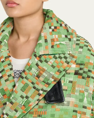 Loewe Oversized Patchwork Check Single-Breasted Coat | Thumbnail 5 Loewe Oversized Patchwork Check Single-Breasted Coat | Thumbnail 5