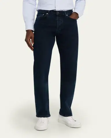 Jeanerica Men's Casual Dark Blue Denim Straight-Leg Jeans | Thumbnail 4