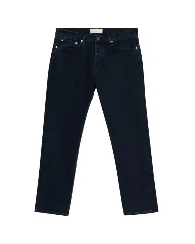 Men's Casual Dark Blue Denim Straight-Leg Jeans