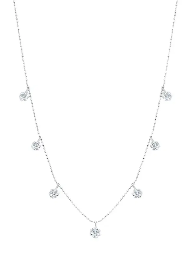 18K White Gold Medium Floating Diamond Necklace