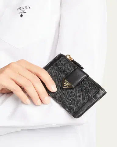 Prada Saffiano Card Case with Triangle Snap | Thumbnail 2