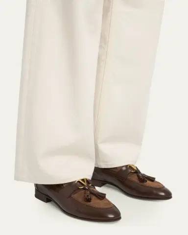 Valentino Garavani Men's Vaniteux VLogo Leather & Suede Tassel Loafers | Thumbnail 2 Valentino Garavani Men's Vaniteux VLogo Leather & Suede Tassel Loafers | Thumbnail 2