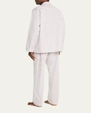 Bergdorf Goodman Men's Cotton Pinstripe Long Pajama Set | Thumbnail 3 Bergdorf Goodman Men's Cotton Pinstripe Long Pajama Set | Thumbnail 3