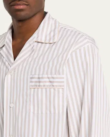 Bergdorf Goodman Men's Cotton Pinstripe Long Pajama Set | Thumbnail 4 Bergdorf Goodman Men's Cotton Pinstripe Long Pajama Set | Thumbnail 4