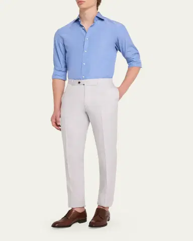 Cesare Attolini Men's Cotton-Wool Twill Pants | Thumbnail 2 Cesare Attolini Men's Cotton-Wool Twill Pants | Thumbnail 2
