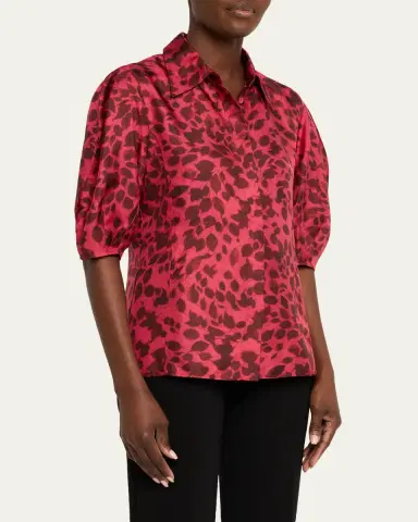 Gabriela Hearst Sansi Leaf-Print Silk Twill Top | Thumbnail 8