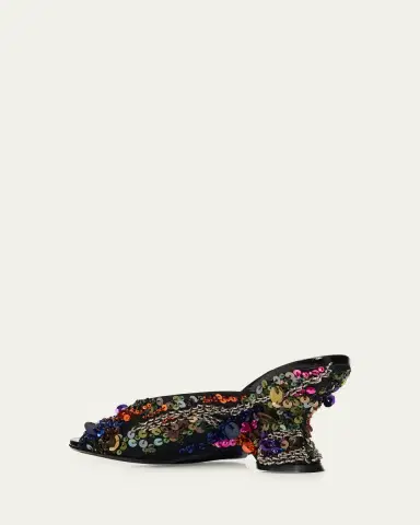 Dries Van Noten 75mm Embellished Satin Slide Sandals | Thumbnail 4