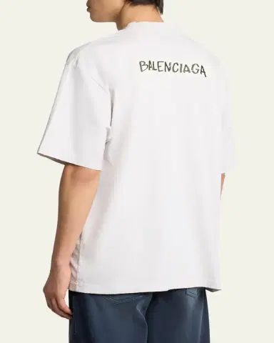 Balenciaga Men's Jersey Masking Tape Logo T-Shirt | Thumbnail 3