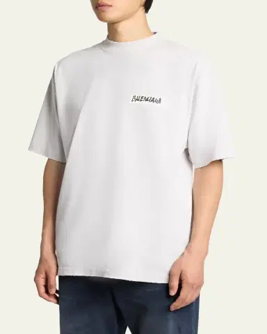 Balenciaga Men's Jersey Masking Tape Logo T-Shirt | Thumbnail 4