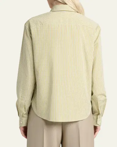 Saint Laurent Striped Cotton Poplin Button-Down Shirt | Thumbnail 3