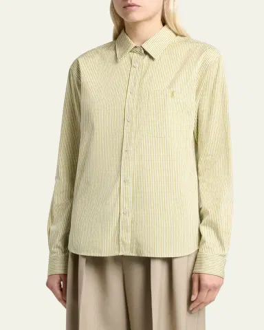 Saint Laurent Striped Cotton Poplin Button-Down Shirt | Thumbnail 4