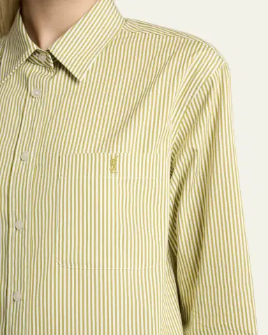 Saint Laurent Striped Cotton Poplin Button-Down Shirt | Thumbnail 5