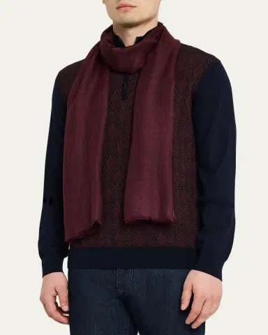 PIACENZA 1733 Men's Cashmere Eyelash Fringe Solid Scarf | Thumbnail 3 PIACENZA 1733 Men's Cashmere Eyelash Fringe Solid Scarf | Thumbnail 3