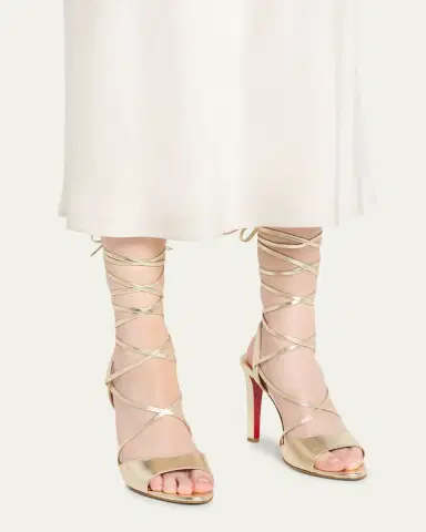 Christian Louboutin 100mm Fanny Randa Metallic Leather Ankle-Tie Sandals | Thumbnail 2 Christian Louboutin 100mm Fanny Randa Metallic Leather Ankle-Tie Sandals | Thumbnail 2
