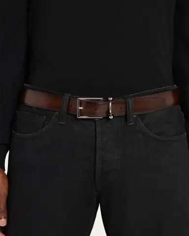 Christian Louboutin Men's Chambeliss Patinated Leather Belt | Thumbnail 2 Christian Louboutin Men's Chambeliss Patinated Leather Belt | Thumbnail 2