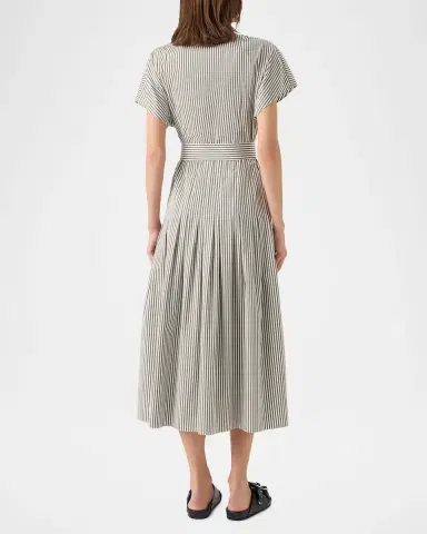 Akris punto Cap-Sleeve Belted Cotton Poplin Pleated Midi Shirtdress | Thumbnail 3 Akris punto Cap-Sleeve Belted Cotton Poplin Pleated Midi Shirtdress | Thumbnail 3