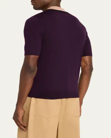 Dries Van Noten Men's Contrast-Trim Knit Polo Sweater | Thumbnail 7 Dries Van Noten Men's Contrast-Trim Knit Polo Sweater | Thumbnail 7