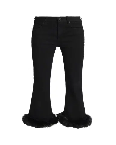 Balenciaga Faux-Fur Trim Denim Kickflare Capri Pants | Thumbnail 1 Balenciaga Faux-Fur Trim Denim Kickflare Capri Pants | Thumbnail 1