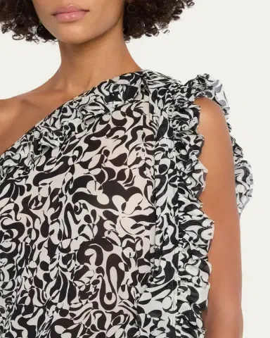 Dries Van Noten Dina One-Shoulder Abstract-Print Ruffle Midi Dress | Thumbnail 5 Dries Van Noten Dina One-Shoulder Abstract-Print Ruffle Midi Dress | Thumbnail 5