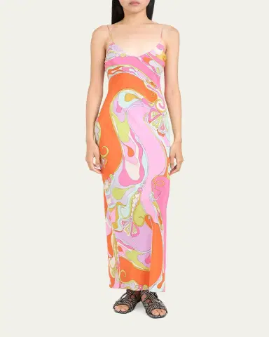 PUCCI Orchidee Silk Crepe De Chine Maxi Dress | Thumbnail 2 PUCCI Orchidee Silk Crepe De Chine Maxi Dress | Thumbnail 2