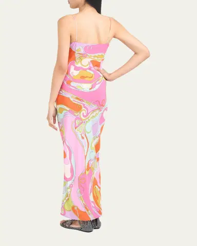 PUCCI Orchidee Silk Crepe De Chine Maxi Dress | Thumbnail 3 PUCCI Orchidee Silk Crepe De Chine Maxi Dress | Thumbnail 3