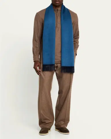 Loro Piana Men's Baby Cashmere Fringe Scarf | Thumbnail 2