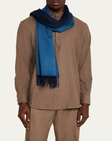 Loro Piana Men's Baby Cashmere Fringe Scarf | Thumbnail 3
