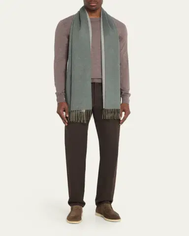 Loro Piana Men's Baby Cashmere Fringe Scarf | Thumbnail 5