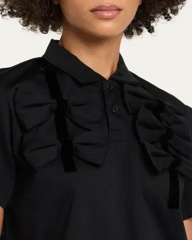 NOIR KEI NINOMIYA Cotton Bow Tie Polo Shirt | Thumbnail 5 NOIR KEI NINOMIYA Cotton Bow Tie Polo Shirt | Thumbnail 5