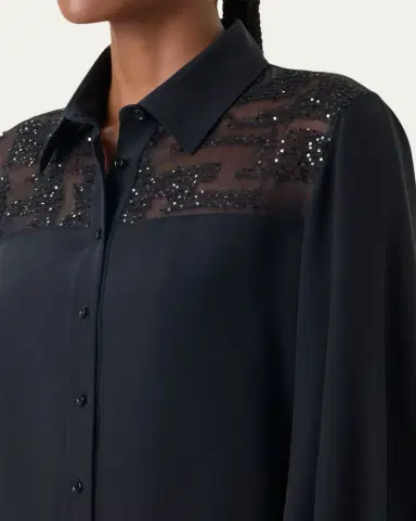 Akris Sequin Embellished Silk Crepe Blouse | Thumbnail 5