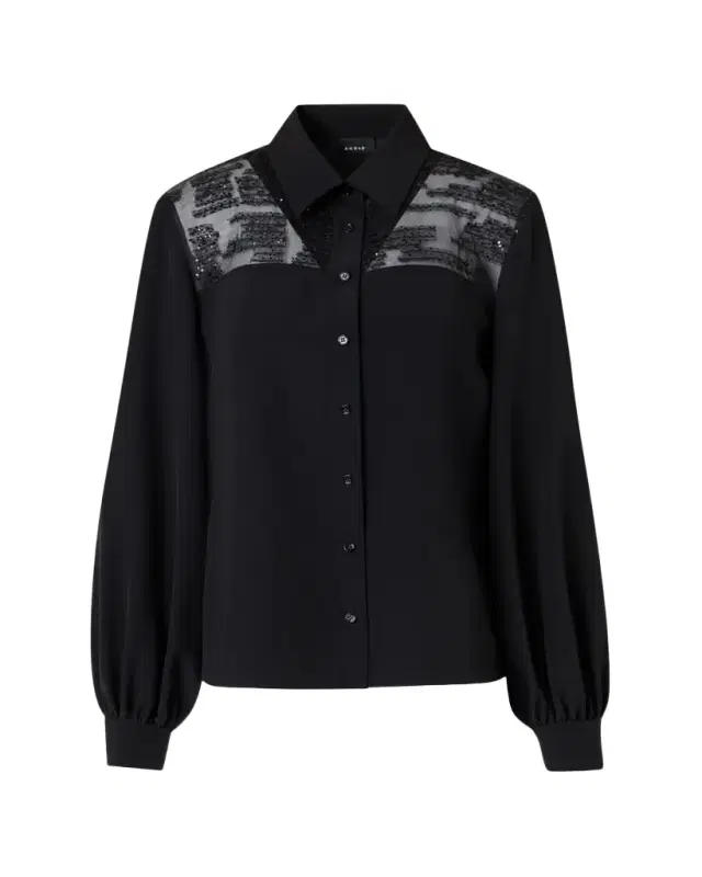 Sequin Embellished Silk Crepe Blouse