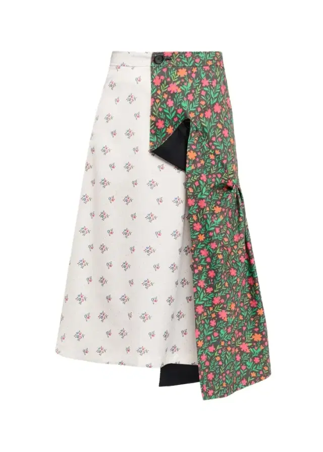 Zomer Floral Asymmetrical Midi Skirt
