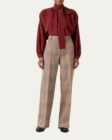 Akris punto Mock-Neck Bow Tie Silk Crepe De Chine Blouse | Thumbnail 2