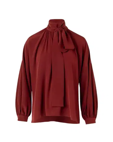 Akris punto Mock-Neck Bow Tie Silk Crepe De Chine Blouse | Thumbnail 1