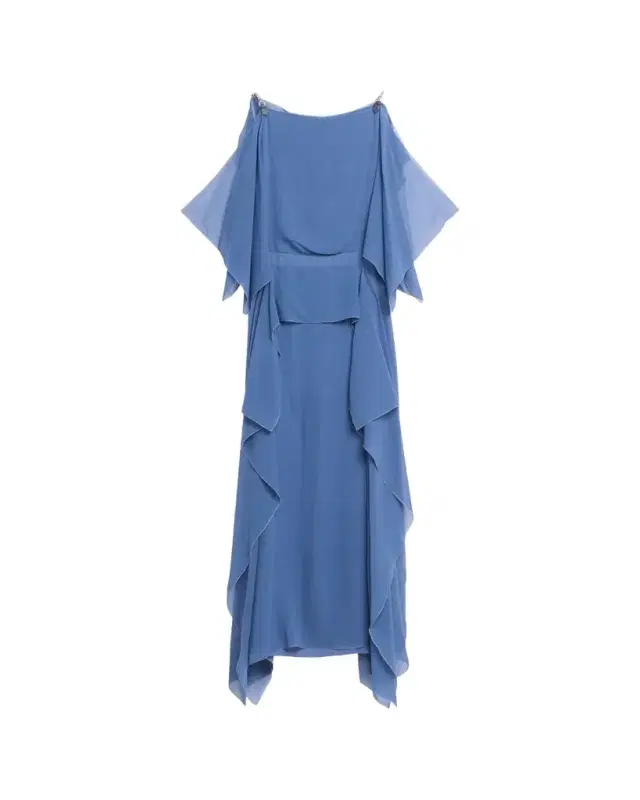 Lanvin Chain-Strap Silk Ruffle Maxi Dress