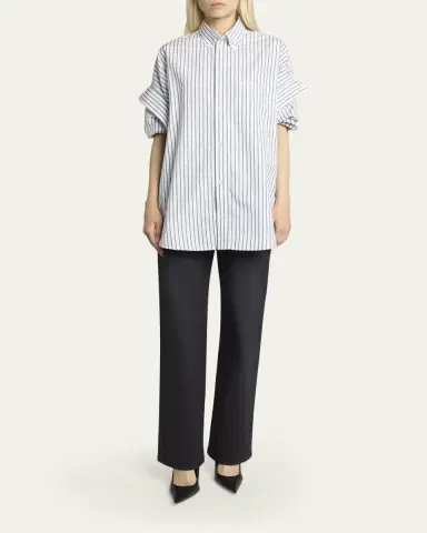 Balenciaga Tucked-Sleeve Striped Poplin Shirt | Thumbnail 2 Balenciaga Tucked-Sleeve Striped Poplin Shirt | Thumbnail 2