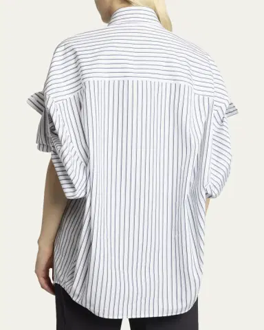 Balenciaga Tucked-Sleeve Striped Poplin Shirt | Thumbnail 3 Balenciaga Tucked-Sleeve Striped Poplin Shirt | Thumbnail 3