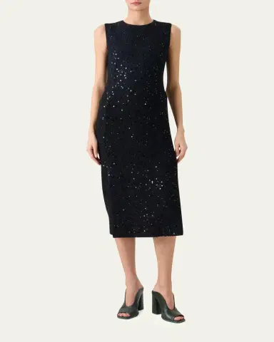 Akris Sequined Tweed Midi Sheath Dress | Thumbnail 2