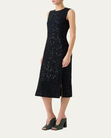 Akris Sequined Tweed Midi Sheath Dress | Thumbnail 4