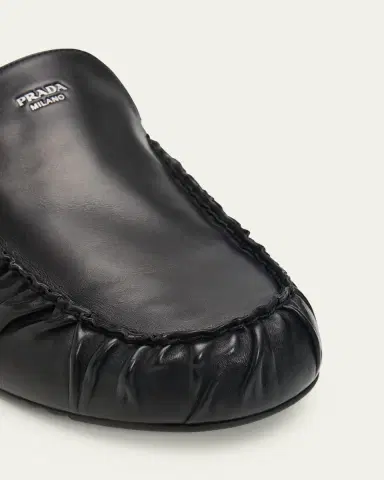 Prada Men's Leather Moc-Toe Mules | Thumbnail 5 Prada Men's Leather Moc-Toe Mules | Thumbnail 5