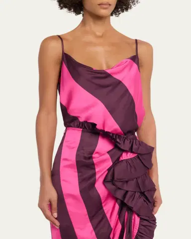Dries Van Noten Cowl-Neck Paneled Satin Tank Top | Thumbnail 4 Dries Van Noten Cowl-Neck Paneled Satin Tank Top | Thumbnail 4