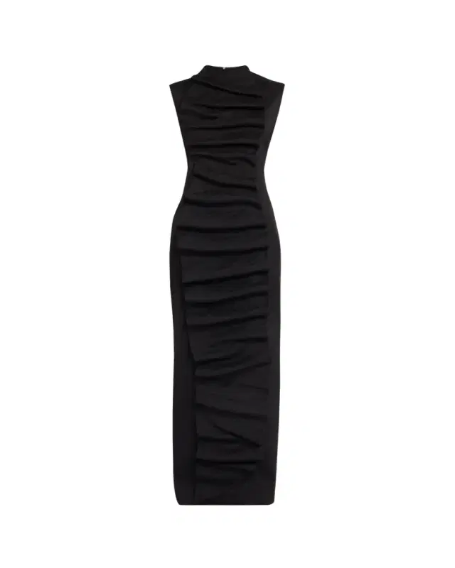 Ruffled Bib Maxi Dress