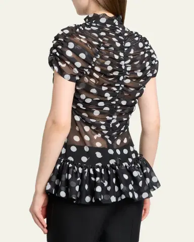 Dries Van Noten Chuchu Polka-Dot Sheer Ruffle Blouse | Thumbnail 3 Dries Van Noten Chuchu Polka-Dot Sheer Ruffle Blouse | Thumbnail 3